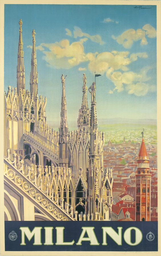 Alessandro Pomi	  Milano, 1930	 Studio Editoriale Turistico, Milano – ENIT,  carta / litografia a colori	 63x99; tela 72x109	 Milano, Castello Sforzesco, Civica Raccolta delle Stampe “Achille Bertarelli”